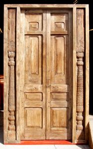 antique door with columns surround