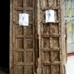 antique doors used to make door with sidelight