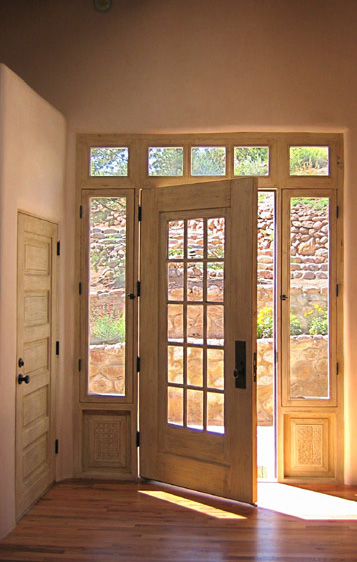 Guest house entry with transom & sidelights