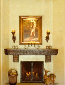 Fireplace mantel with antique corbels