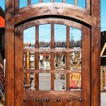Front of arched door with transom