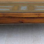 Coffee table with blue rubbed patina