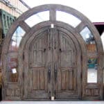 back of arched door with transom