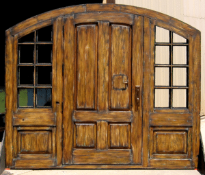 Arched Door with Sidelights Back