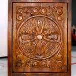 Companion cabinet to hand carved vanity