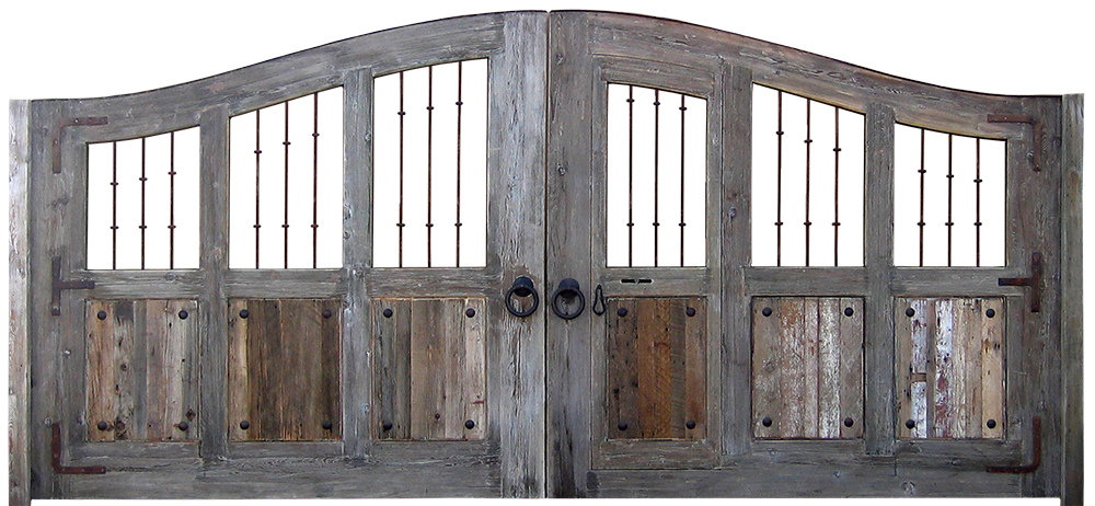 Gate with pedestrian entry and custom grillwork