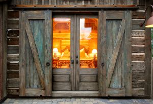 Barn sliding doors over French doors