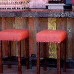multi-colored planking in bar front