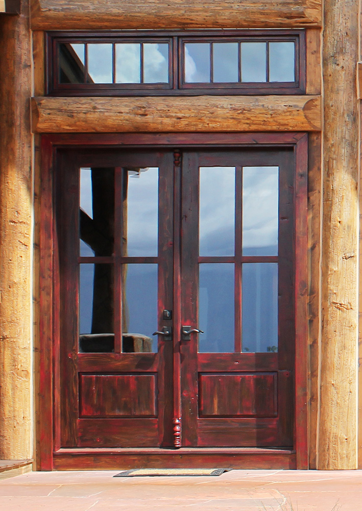 French doors made of salvaged lumber