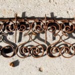 reclaimed grillwork used to make media cabinet