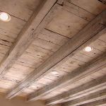 Salvaged barn beams in ceiling