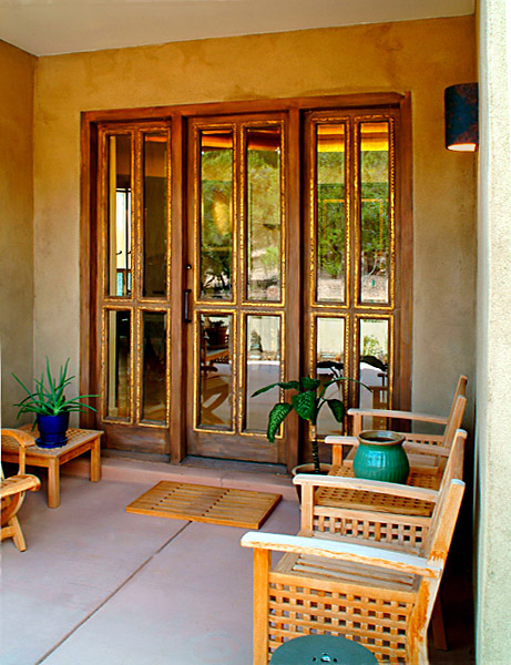 Patio doors with gold leaf