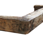 Heavy timber fireplace mantel