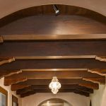 Detail of heavy timber ceiling beams and corbels
