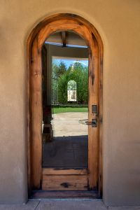 Arched exterior door