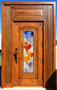 Door with hand made art glass