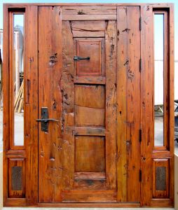 antique mesquite door with shutter with lever latch