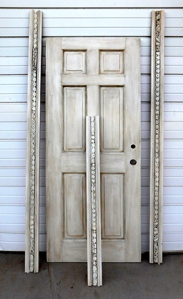 Back of door with carved surround pieces