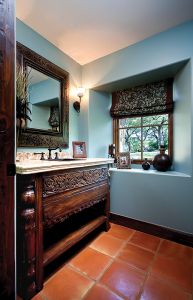 Bathroom vanity with carving