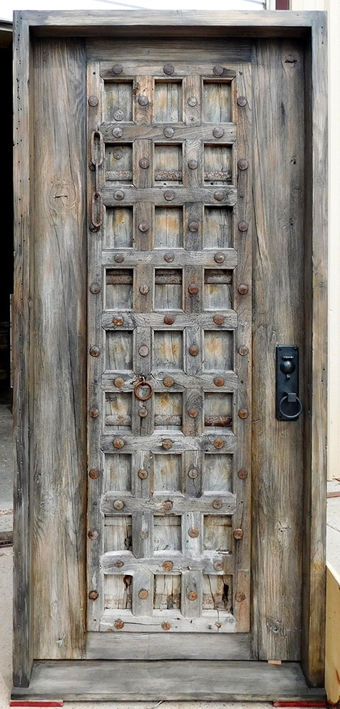 Custom front entry with antique teak door