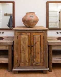 Salvaged wood bathroom cabinet