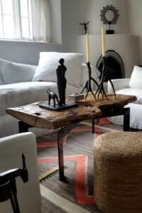 Rustic split log coffee table