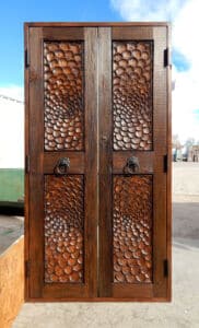Hand carved closet doors on the loading dock