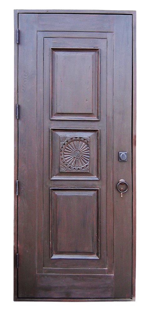 door with carved panel front