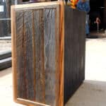 Pull-out trash rustic cabinet