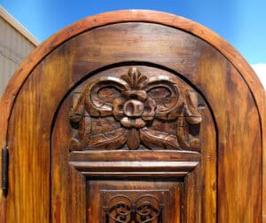 carved ribbon panel on pantry door