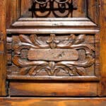 carved panel on pantry door