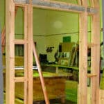 Arched door with transom in progress
