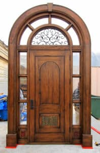 Arched door with transom with surround