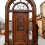 Arched door with transom with surround