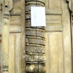 antique column used to make custom kitchen island