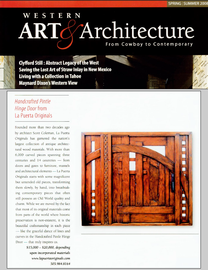La Puerta Originals featured in Western Art & Architecture