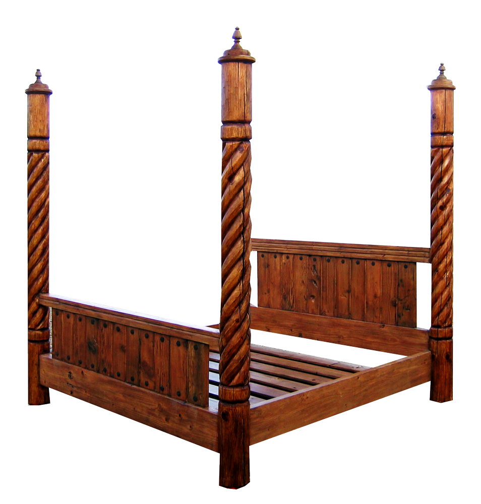 four poster wooden bed