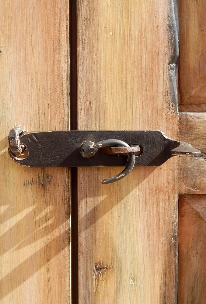 antique hasp on bedroom doors