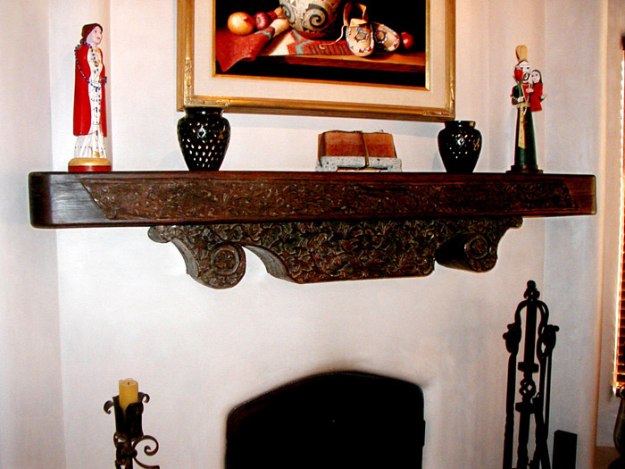 Antique corbel fireplace mantel
