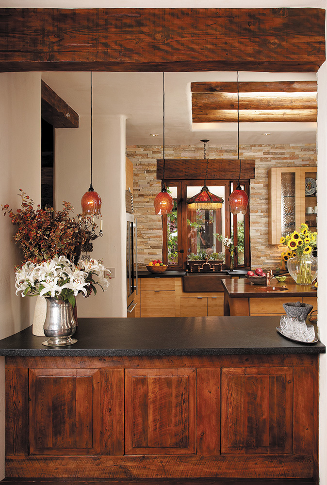 Beams and headers and pass-thru cabinet