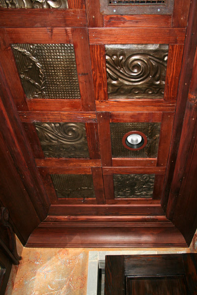 Tin and wood ceiling panels