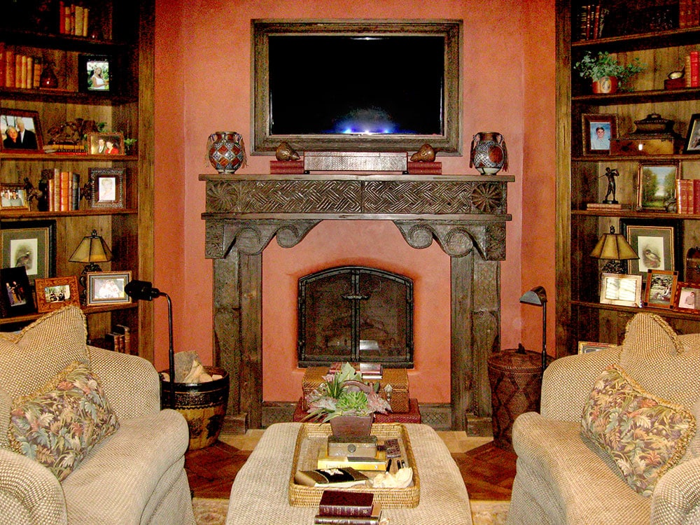 10123-01-Mantel-Install.jpg fireplace mantel and television frame