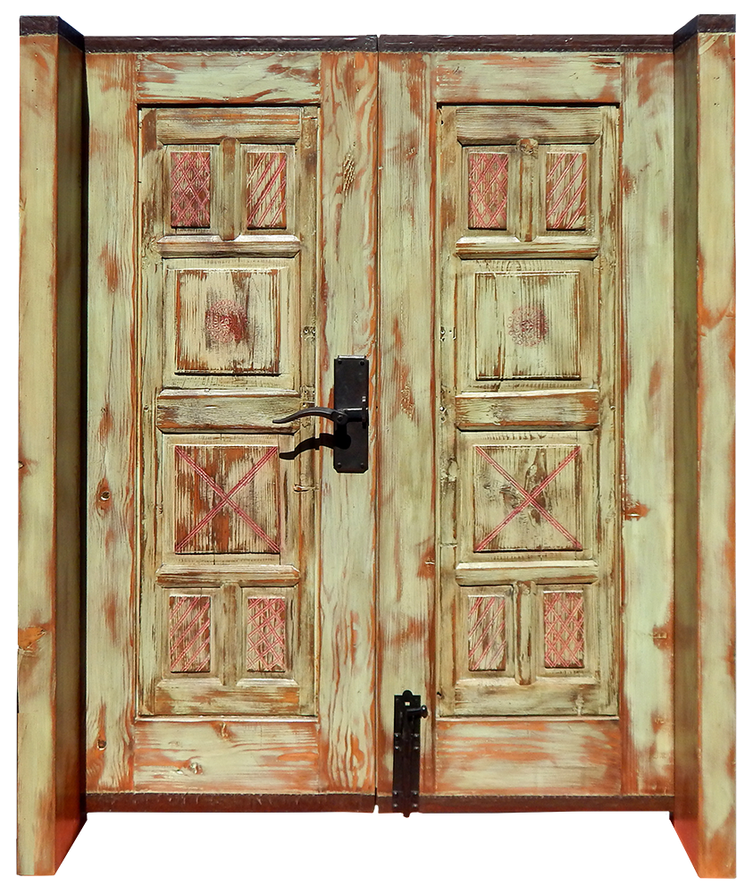 Gate with carved panels