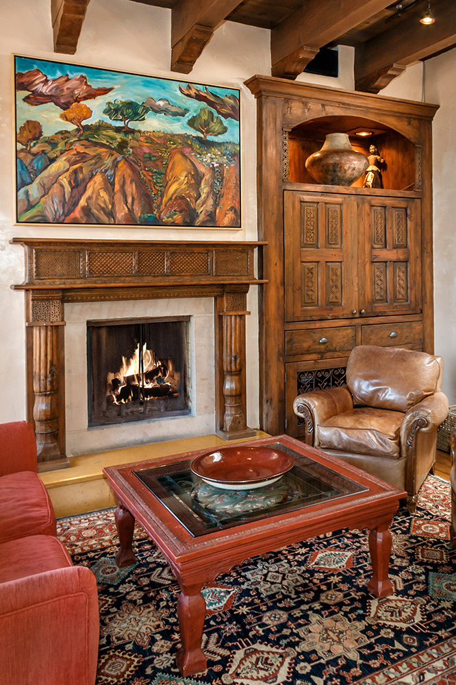 Fireplace mantel with surround and media cabinet