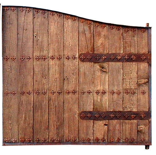 Wood gate with metal accents