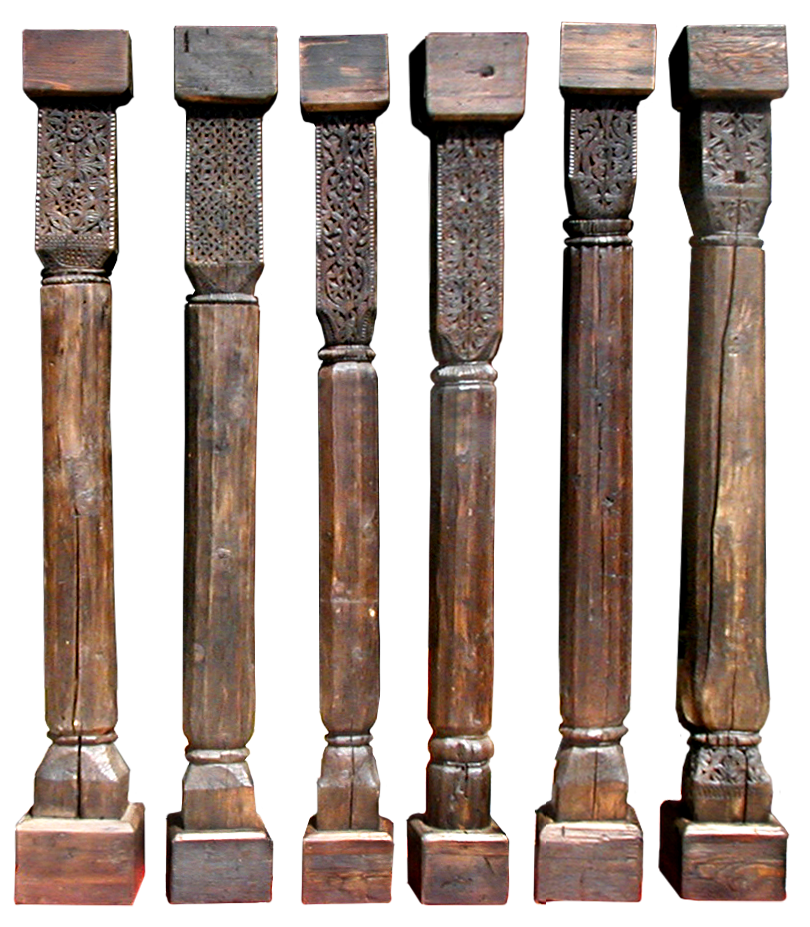 Set of six antique columns