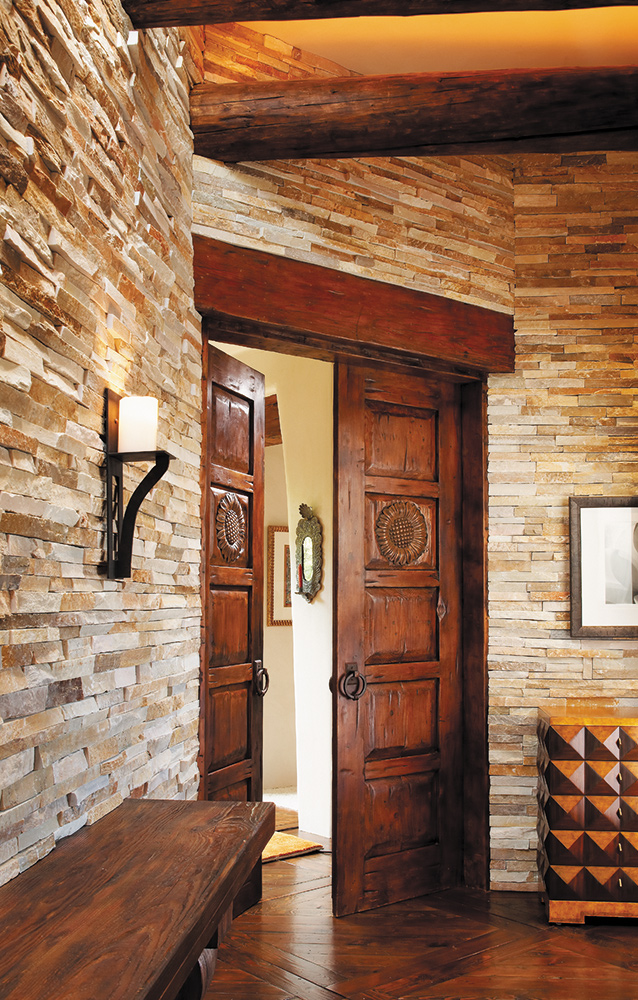 Doors with Carved Abstract Sunflowers