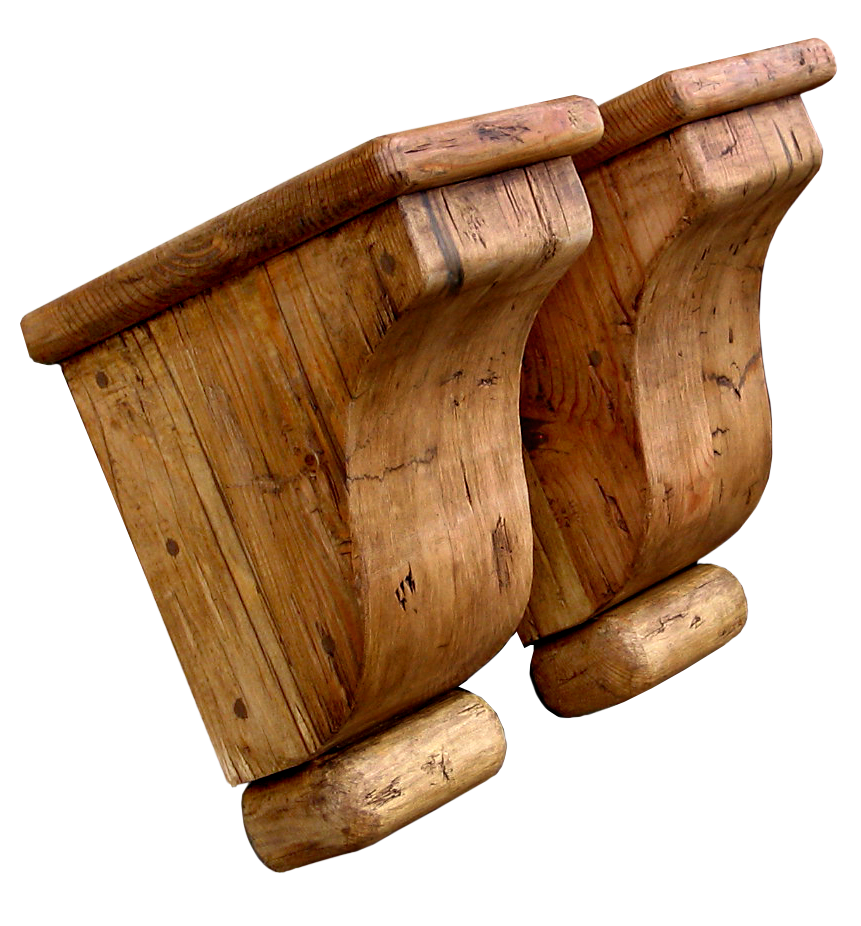 salvaged wood corbels