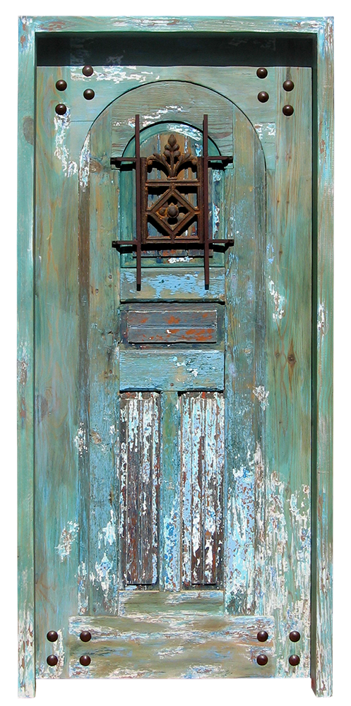 Gate with grilled peep shutter