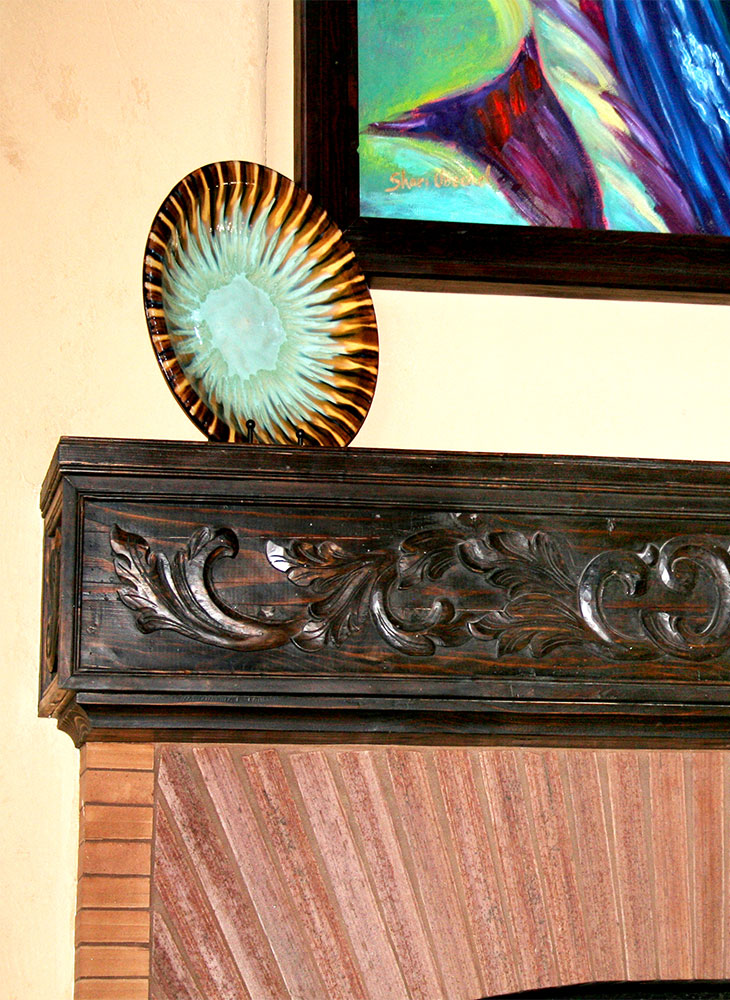 hand carved fireplace mantel
